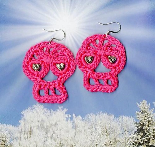 Crochet Day of the Dead Sugar Skull Earrings
