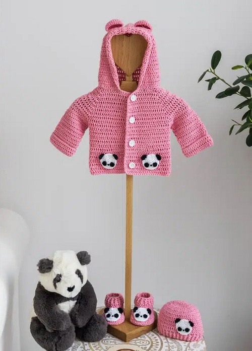 Crochet Panda Baby Hoodie