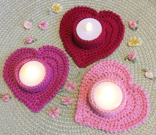 Crochet Sweetheart Tealight Candle Holder Free Pattern