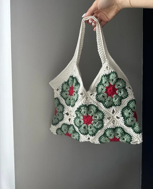 Crochet Granny Square Tote Bag