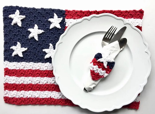 American Flag Placemats Crochet Pattern