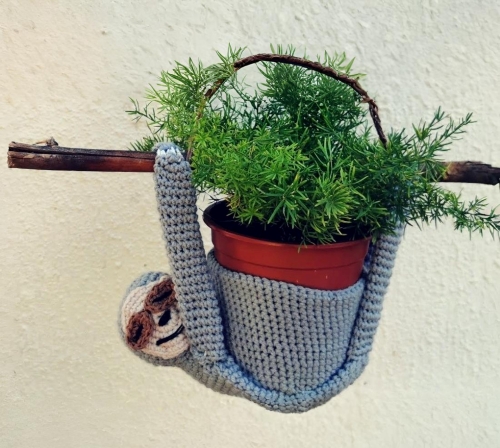 DIY Hanging Crochet Sloth Planter