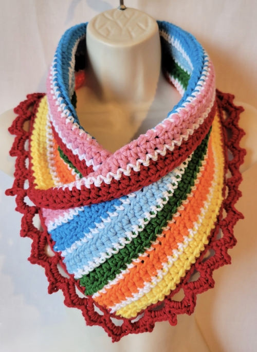 Crochet Rainbow Striped Neck Warmer