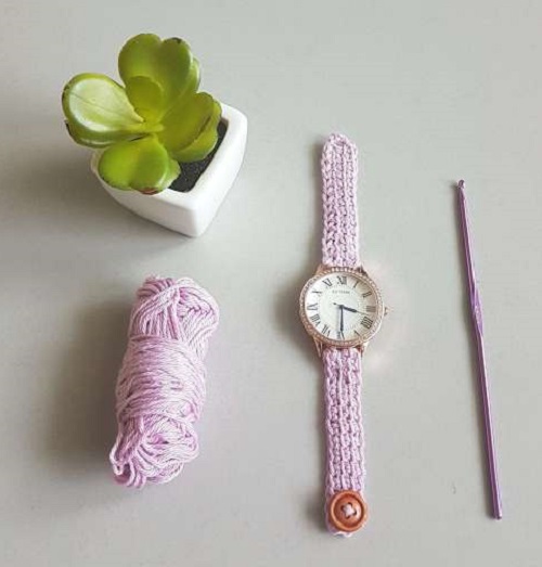 Simple Crocheted Wrist Watch Strap