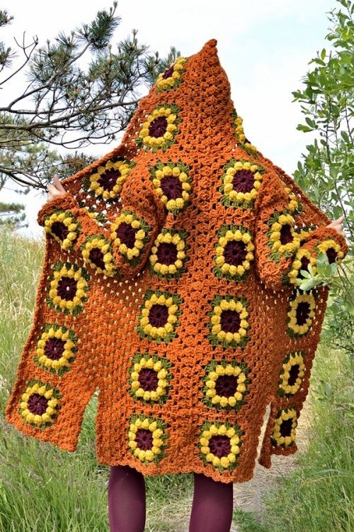 Crochet Sunflower Cardigan Free Patterns 1