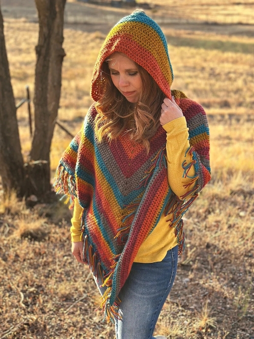 Easy All Double Crochet Hooded Poncho