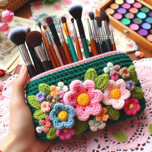 Crochet Makeup Brush Holder