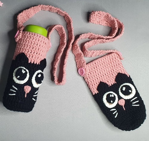 Crochet Cat Bottle Cover