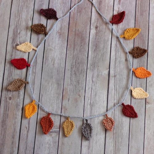 Crocheted Fall Leaf Garland