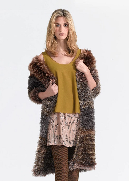 Felted Coat With Fun Fur Pattern