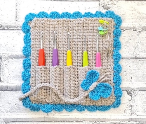 Crochet Hook Holder with Butterfly Motif