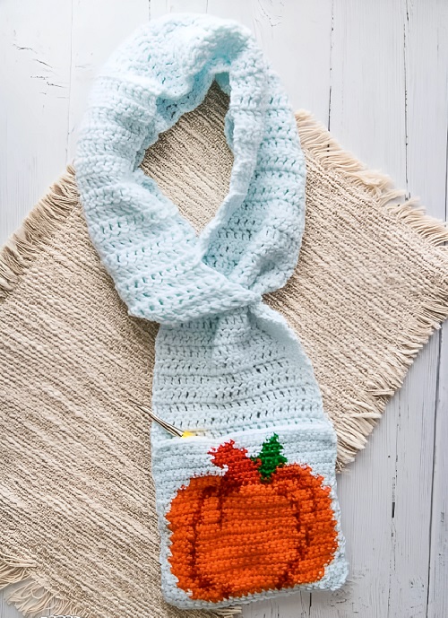 crochet pumpkin scarf
