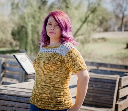 Golden Poppy Crocheted Tee