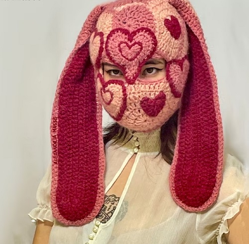 Love Bunny Heart Circle Balaclava Pattern