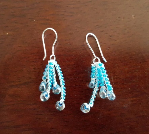 "Rainy Day" Beaded Crochet Earrings