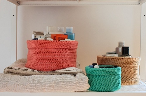 Bathroom Storage Basket Crochet Patterns 1
