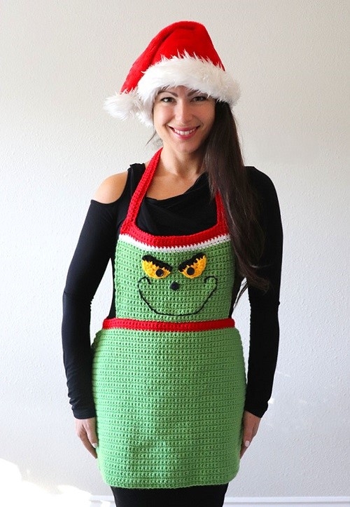 Crochet Grinch Christmas Apron