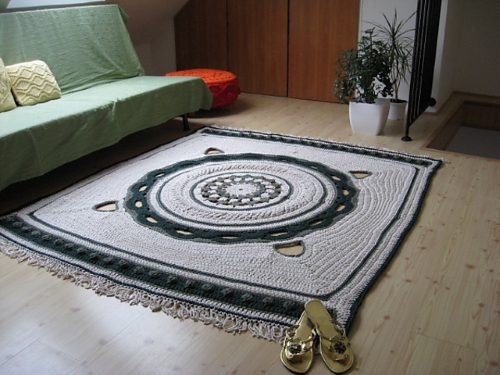 White Green Mandala Carpet