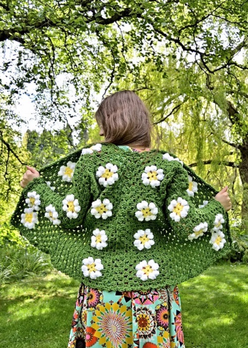 Crochet Daisy Granny Square Cardigan
