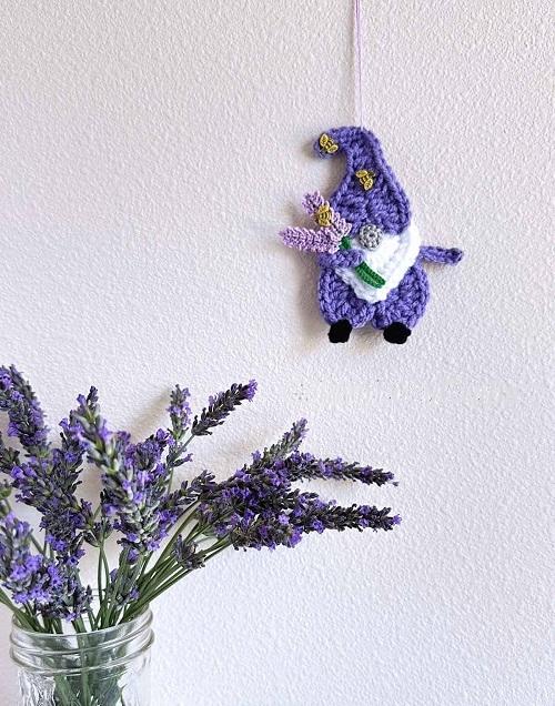 Crochet Lavender Gnome Wall Hanging