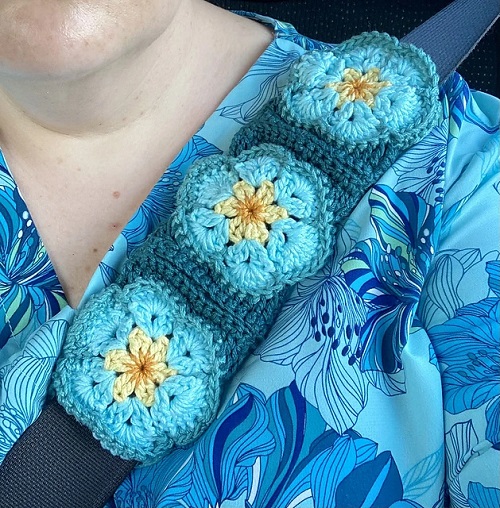 Crochet Wildflower Seat Belt Cover