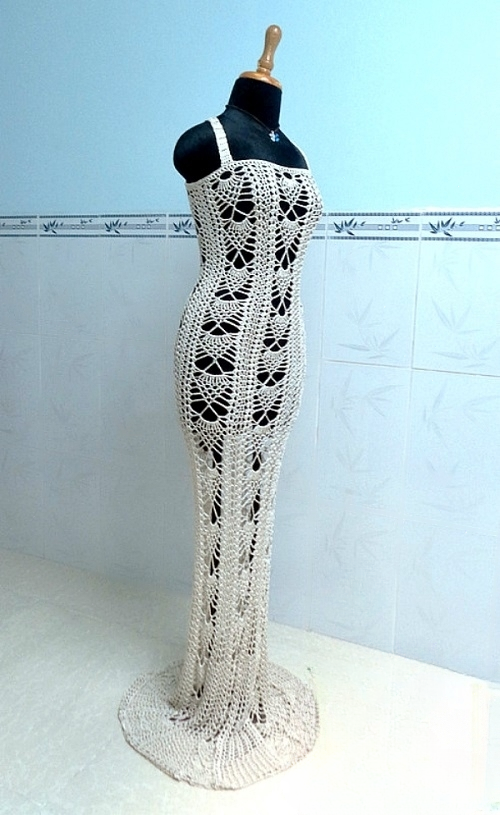 Crochet Pineapple Mermaid Maxi Dress