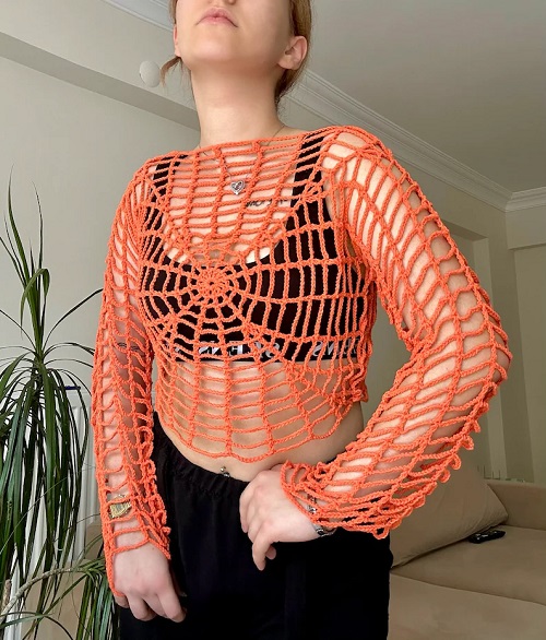 Easy and Cute Crochet Spider Web Top Pattern 2