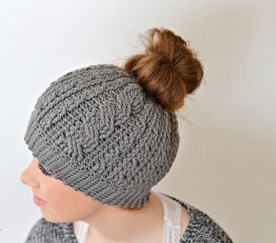 Messy Bun Hat Crochet Pattern for your hair