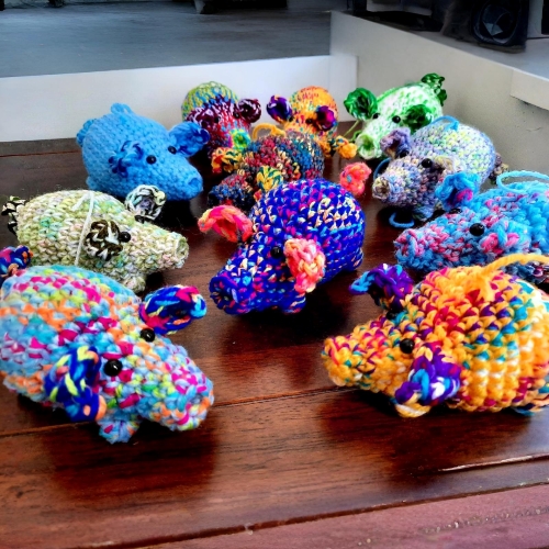 Crochet Colorful Party Pigs