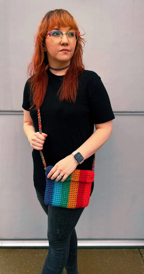 Crochet Thermal Stitch Crossbody Bag