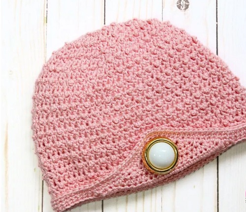 Tiny Pink Pearl Crocheted Chemo Cap