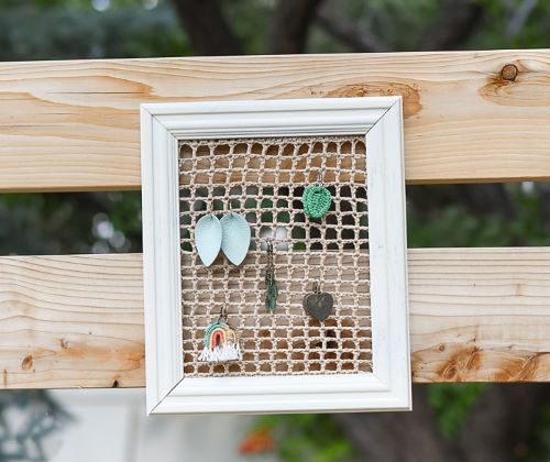 Old Frame Turned Crochet Earring Holder