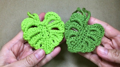 Crochet Monstera Leaf Keychain