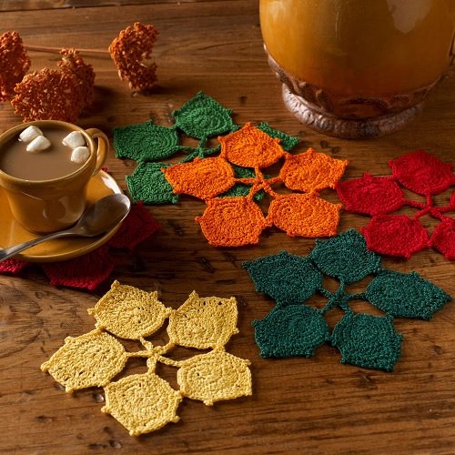 Crochet Dancing Leaves Coasters