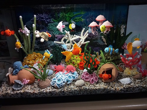 A Large Stunning Crocheted Aquarium