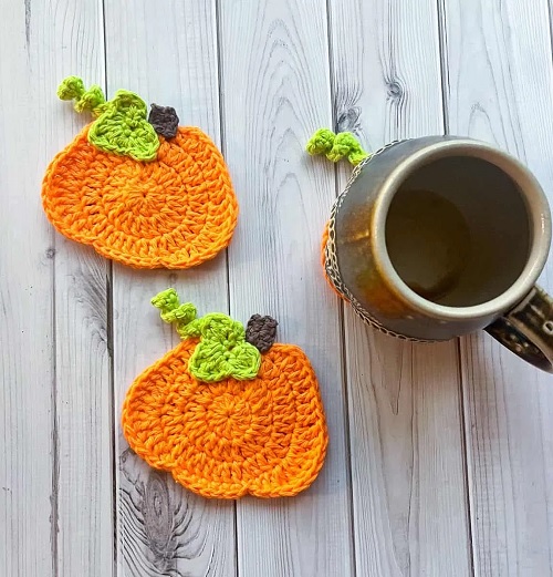 crochet pumpkin coasters free patterns