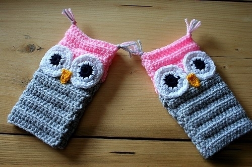 Crochet Owl Wrist Warmers