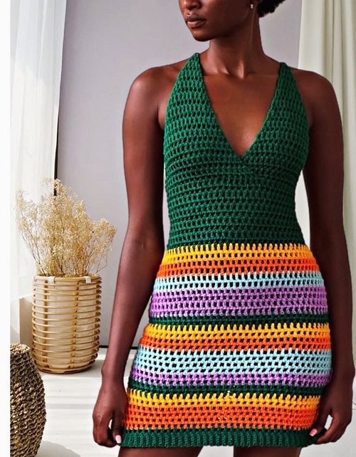 colorful crochet dress