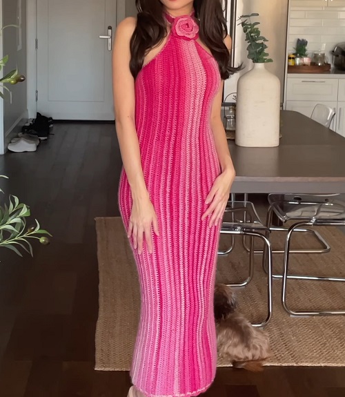 Crochet Halter Rose Dress