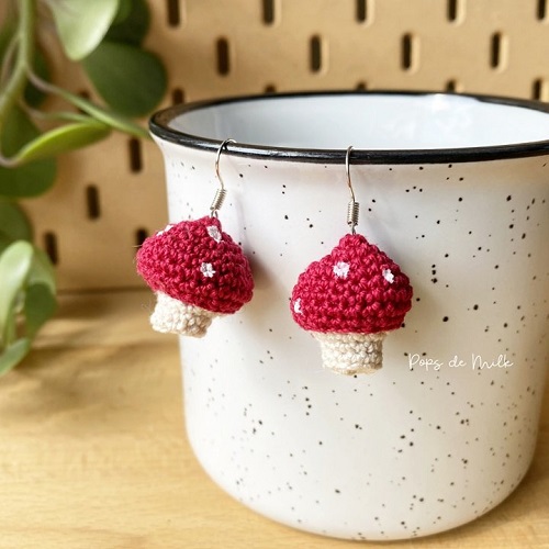 Crochet Mushroom Earrings Pattern