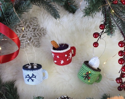 Free Hot Chocolate Mug Christmas Ornament Crochet Pattern