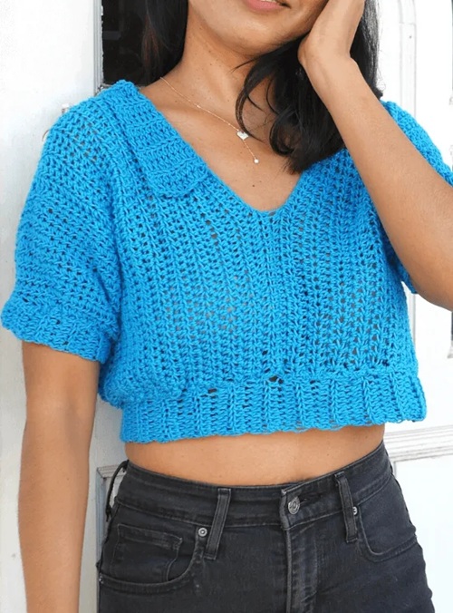 top Crochet Women Polo Shirt Free Patterns