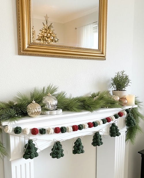 crochet christmas tree garland
