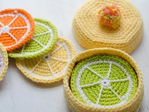 crochet coaster holder