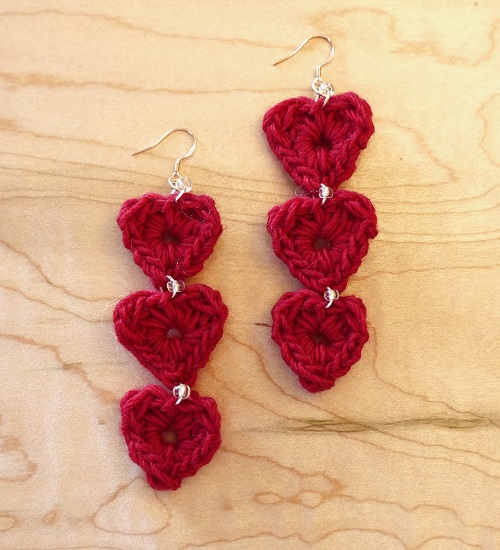 Crochet Heart Earring Free Patterns 3
