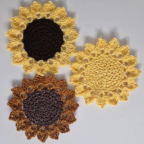 How to crochet this Sunflower, Sun or Flower Coaster