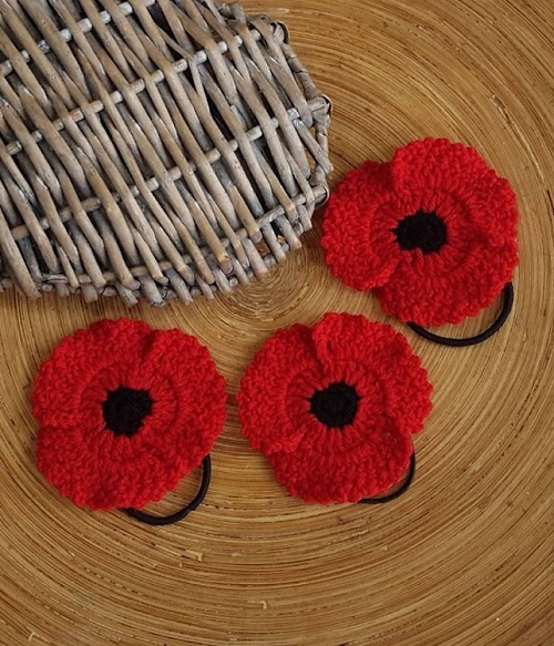 Crochet Flower Hair Tie Free Patterns 2