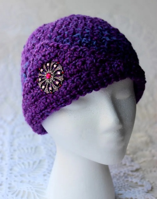DIY Crochet Chemo Cap With Fancy Brim