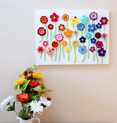 Flower Field Crochet Wall Art