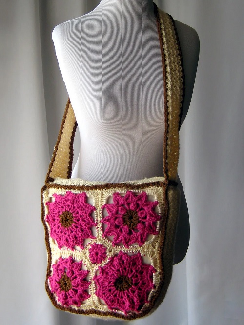 floral crochet bag